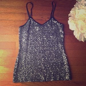 Grey Sequin tank from express